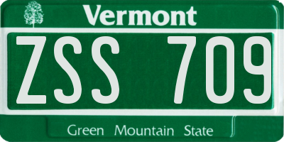 VT license plate ZSS709