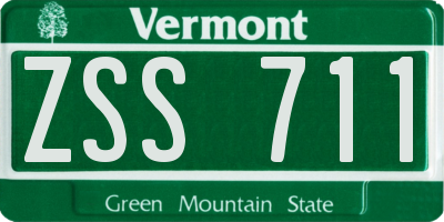 VT license plate ZSS711