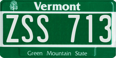 VT license plate ZSS713