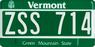 VT license plate ZSS714