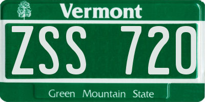 VT license plate ZSS720