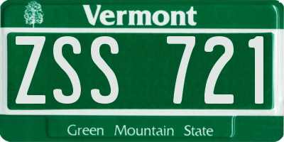 VT license plate ZSS721