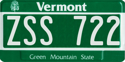 VT license plate ZSS722