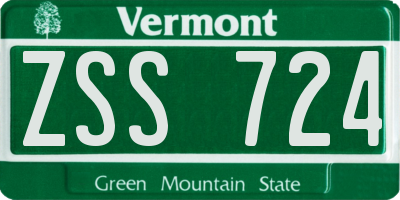 VT license plate ZSS724