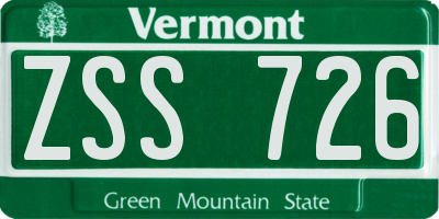 VT license plate ZSS726