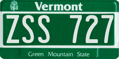 VT license plate ZSS727