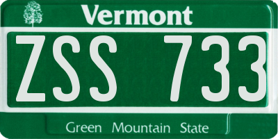 VT license plate ZSS733