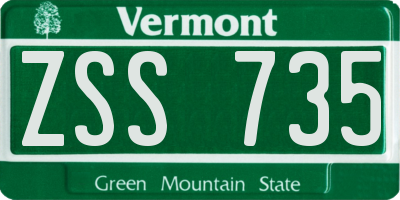 VT license plate ZSS735