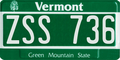 VT license plate ZSS736