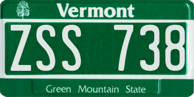 VT license plate ZSS738