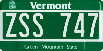 VT license plate ZSS747