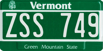 VT license plate ZSS749