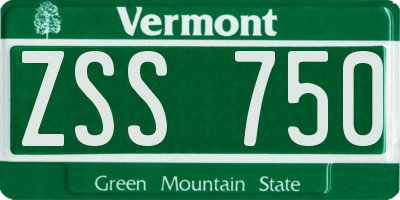VT license plate ZSS750