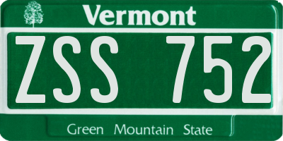 VT license plate ZSS752