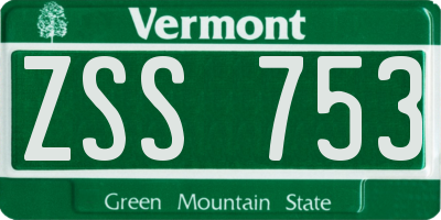VT license plate ZSS753