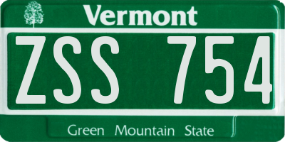 VT license plate ZSS754