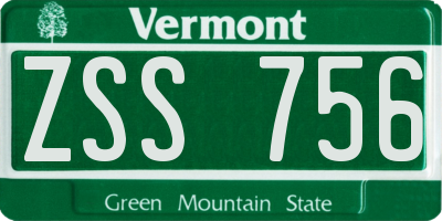 VT license plate ZSS756