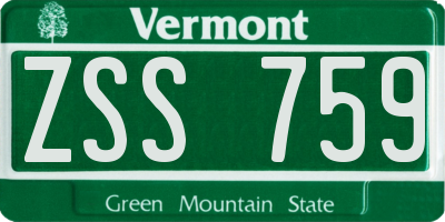 VT license plate ZSS759