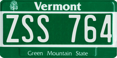 VT license plate ZSS764