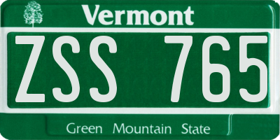 VT license plate ZSS765