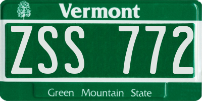 VT license plate ZSS772