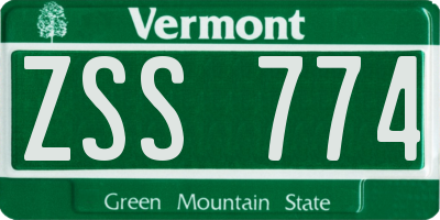 VT license plate ZSS774