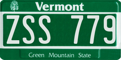 VT license plate ZSS779