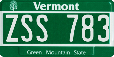 VT license plate ZSS783