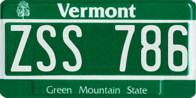 VT license plate ZSS786