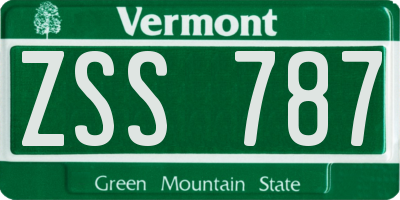 VT license plate ZSS787