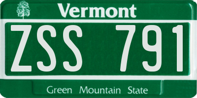 VT license plate ZSS791