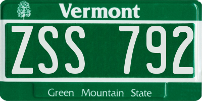 VT license plate ZSS792