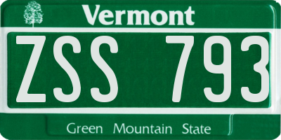 VT license plate ZSS793