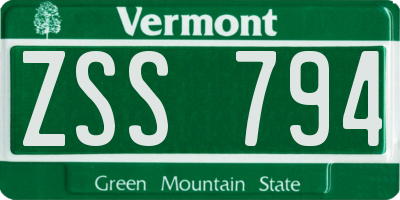 VT license plate ZSS794
