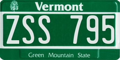 VT license plate ZSS795