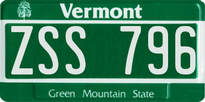 VT license plate ZSS796