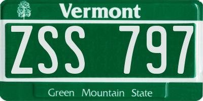 VT license plate ZSS797