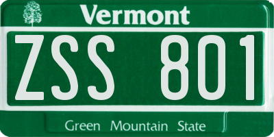 VT license plate ZSS801
