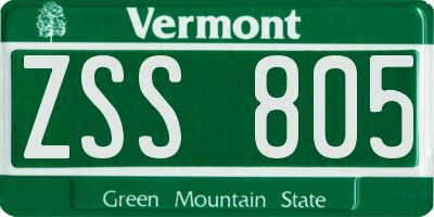VT license plate ZSS805