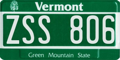 VT license plate ZSS806