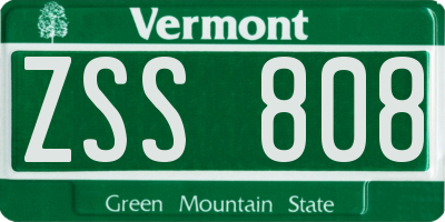 VT license plate ZSS808