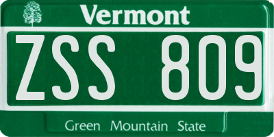VT license plate ZSS809