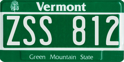 VT license plate ZSS812