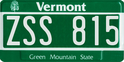 VT license plate ZSS815