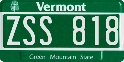 VT license plate ZSS818