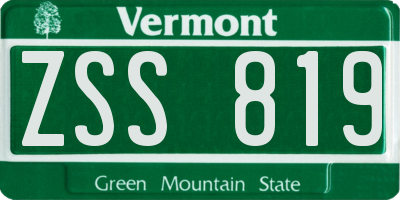 VT license plate ZSS819