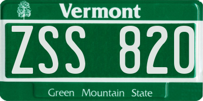 VT license plate ZSS820