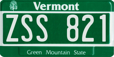 VT license plate ZSS821