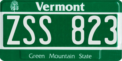 VT license plate ZSS823