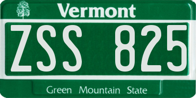 VT license plate ZSS825